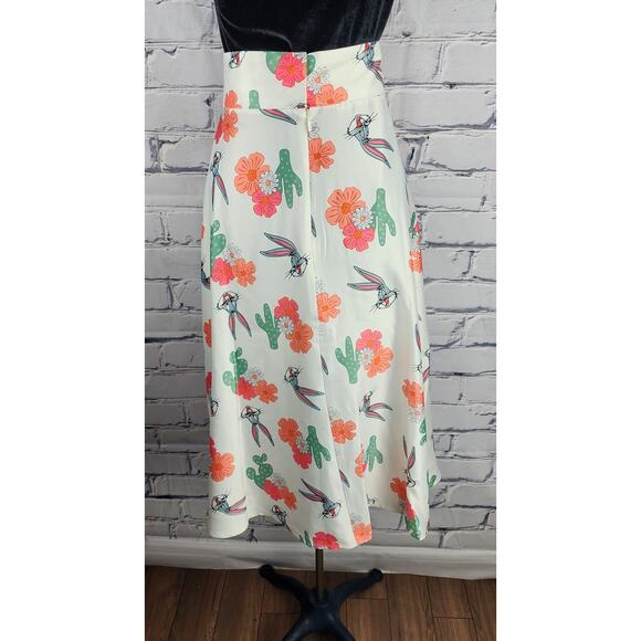 Unique Vintage Women's 1x Looney Tunes Bugs Bunny Cactus Circle Midi Skirt - Picture 5 of 8